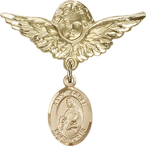 St. Agnes of Rome Charm and Angel with Larger Wings Badge Pin