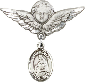 St. Agnes of Rome Charm and Angel with Larger Wings Badge Pin