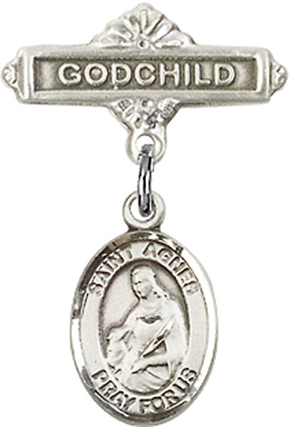 St. Agnes of Rome Charm and Godchild Badge Pin