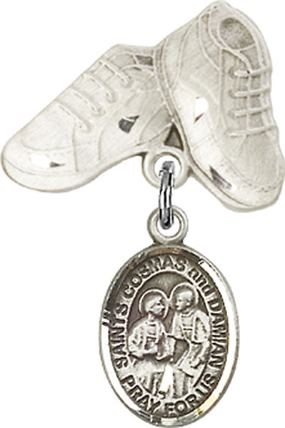 Sts. Cosmas & Damian Charm and Baby Boots Pin