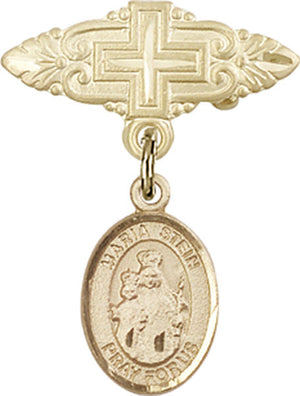 Maria Stein Charm and Badge Pin with Cross
