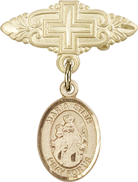 Maria Stein Charm and Badge Pin with Cross