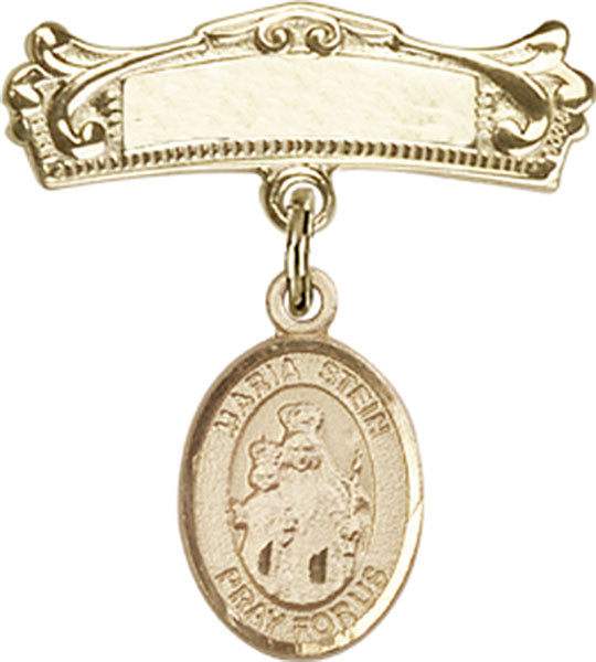 Maria Stein Charm and Arched Polished Engravable Badge Pin
