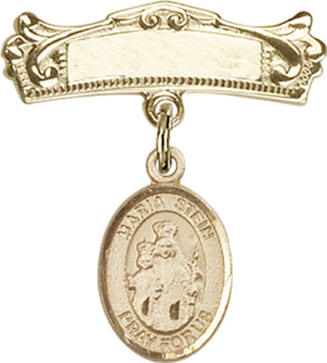 Maria Stein Charm and Arched Polished Engravable Badge Pin