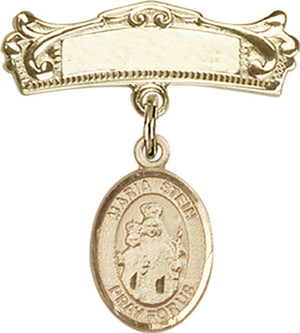 Maria Stein Charm and Arched Polished Engravable Badge Pin