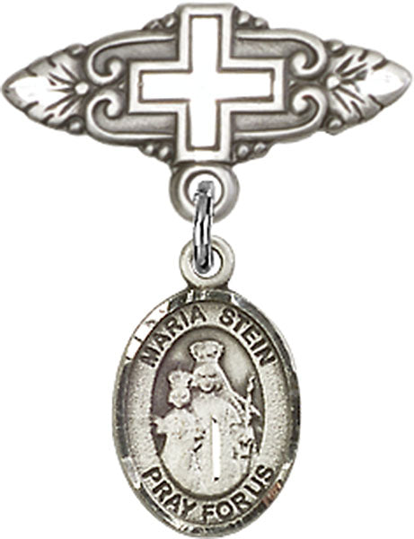 Maria Stein Charm and Badge Pin with Cross