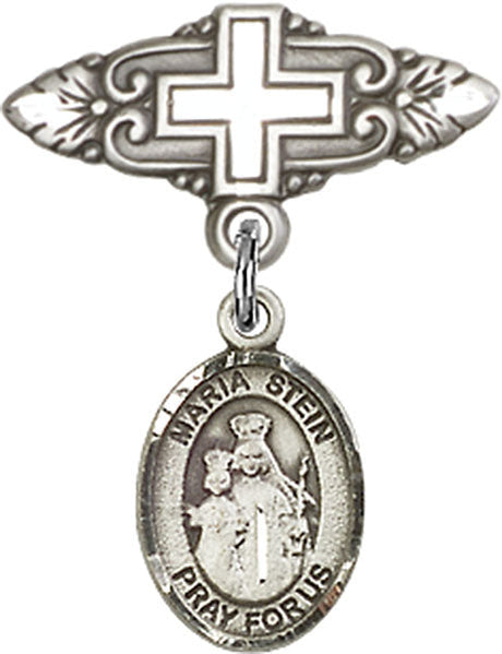 Maria Stein Charm and Badge Pin with Cross