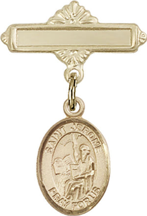 St. Jerome Charm and Polished Engravable Badge Pin