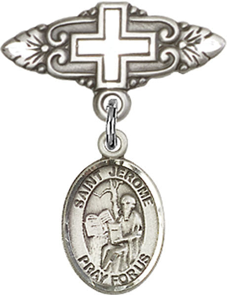 St. Jerome Charm and Badge Pin with Cross