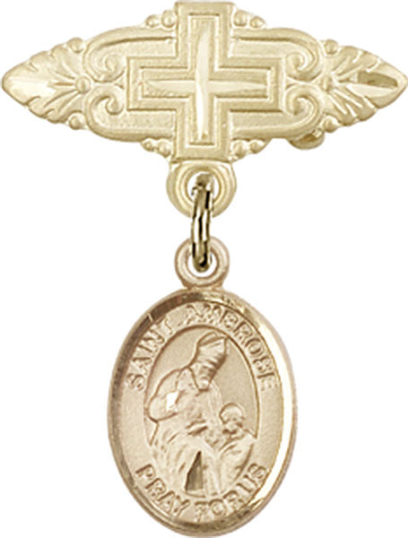 St. Ambrose Charm and Badge Pin with Cross