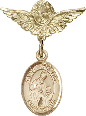 St. Ambrose Charm and Angel with Smaller Wings Badge Pin