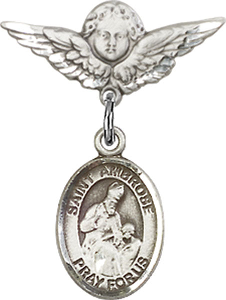 St. Ambrose Charm and Angel with Smaller Wings Badge Pin