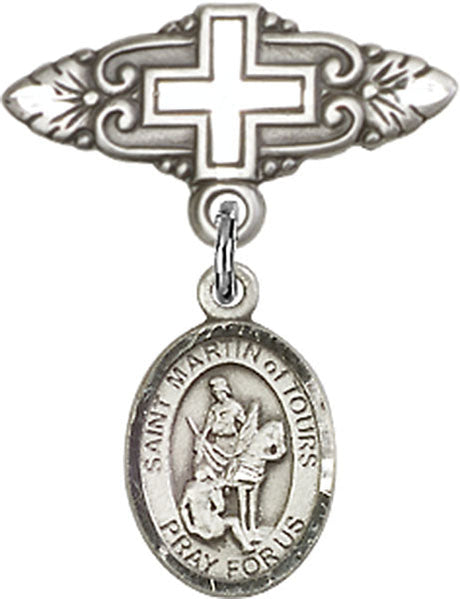 St. Martin of Tours Charm and Badge Pin with Cross