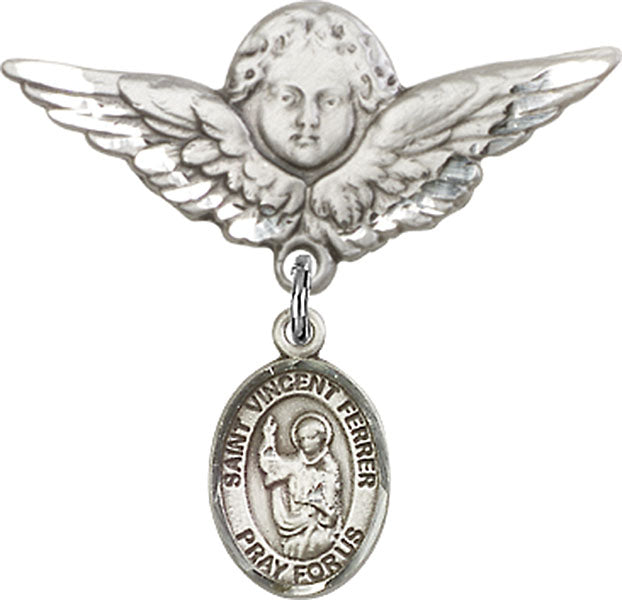 St. Vincent Ferrer Charm and Angel with Larger Wings Badge Pin