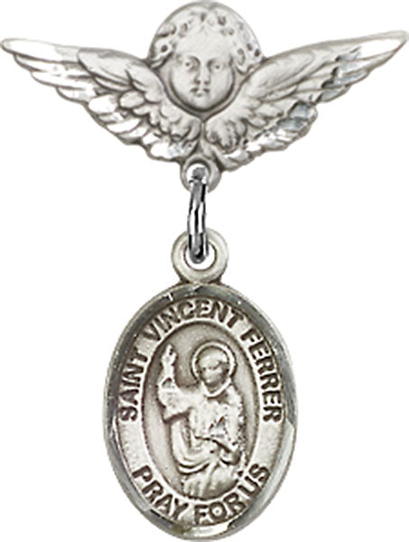 St. Vincent Ferrer Charm and Angel with Smaller Wings Badge Pin