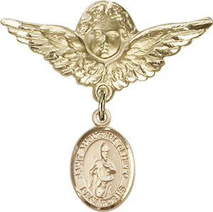 St. Augustine of Hippo Charm and Angel with Larger Wings Badge Pin