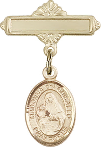 St. Madonna Del Ghisallo Charm and Polished Engravable Badge Pin