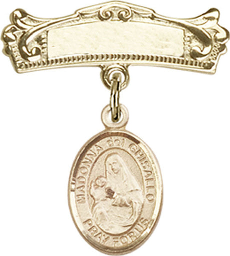 St. Madonna Del Ghisallo Charm and Arched Polished Engravable Badge Pin