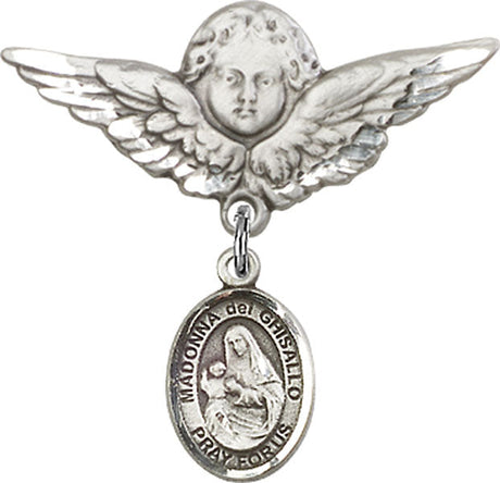St. Madonna Del Ghisallo Charm and Angel with Larger Wings Badge Pin