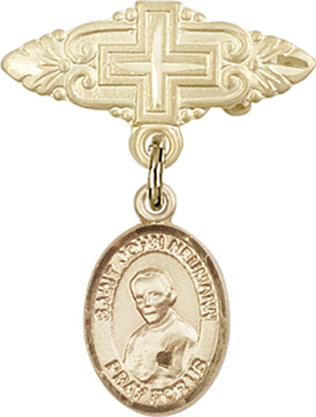 St. John Neumann Charm and Badge Pin with Cross