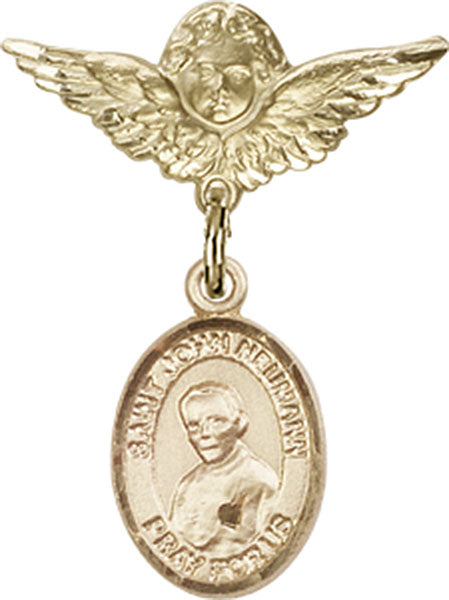 St. John Neumann Charm and Angel with Smaller Wings Badge Pin