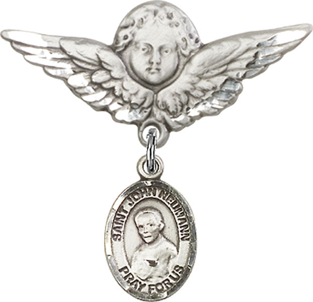 St. John Neumann Charm and Angel with Larger Wings Badge Pin