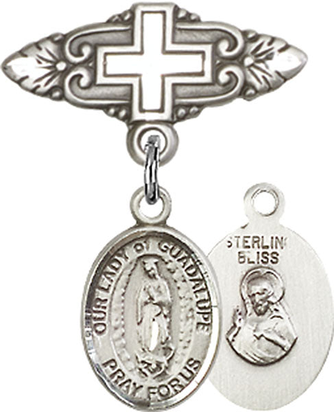 Our Lady of Guadalupe Charm and Badge Pin with Cross