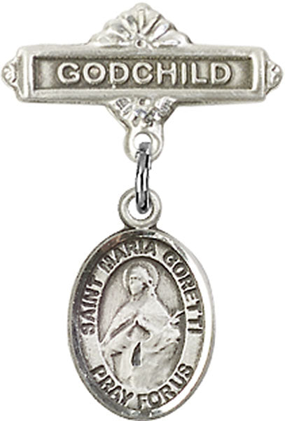 St. Maria Goretti Charm and Godchild Badge Pin