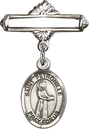 St. Petronille Charm and Polished Engravable Badge Pin
