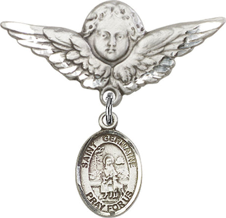 St. Germaine Cousin Charm and Angel with Larger Wings Badge Pin
