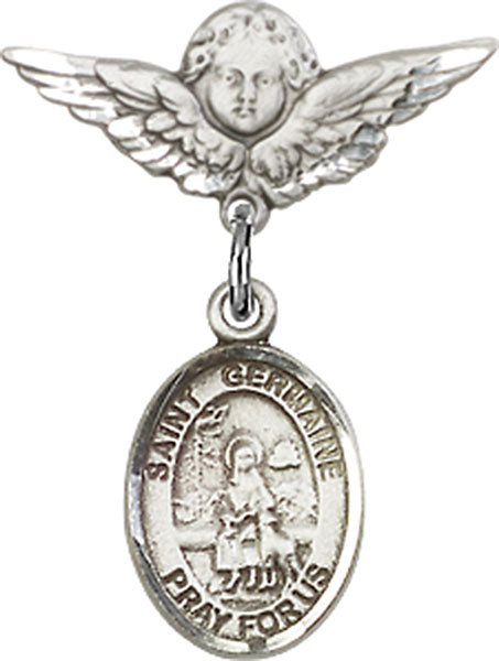 St. Germaine Cousin Charm and Angel with Smaller Wings Badge Pin