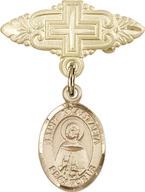 St. Anastasia Charm and Badge Pin with Cross