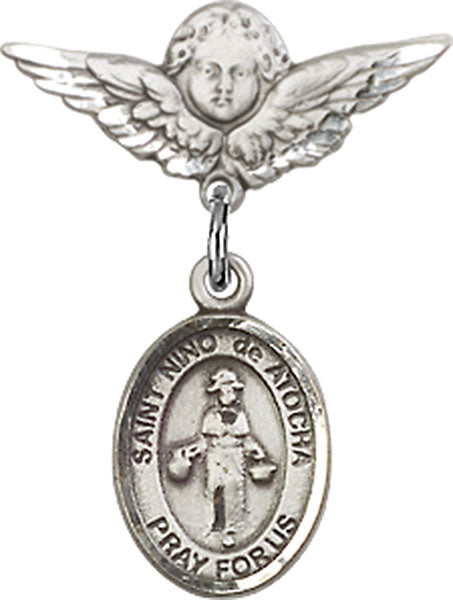 St. Nino de Atocha Charm and Angel with Smaller Wings Badge Pin
