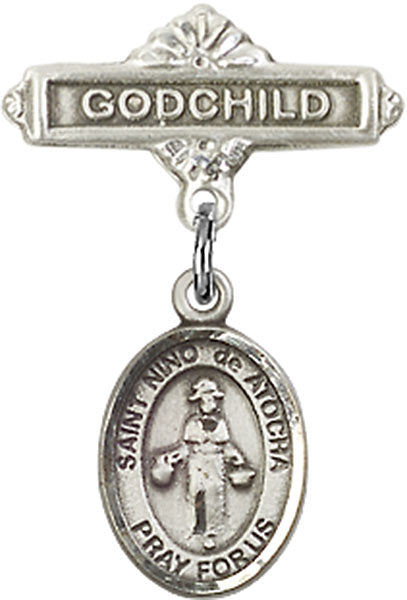 St. Nino de Atocha Charm and Godchild Badge Pin
