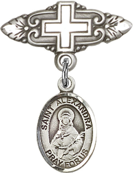 St. Alexandra Charm and Badge Pin with Cross