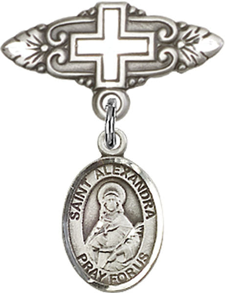 St. Alexandra Charm and Badge Pin with Cross