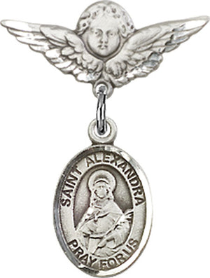 St. Alexandra Charm and Angel with Smaller Wings Badge Pin