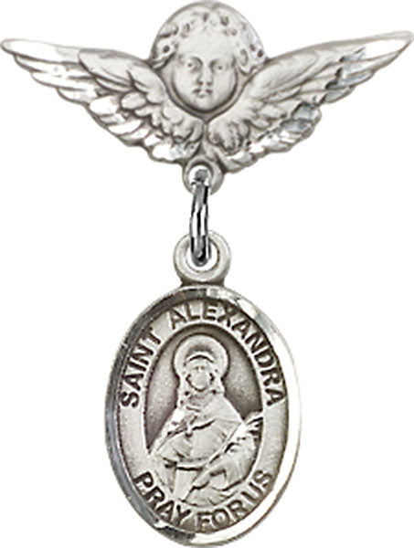 St. Alexandra Charm and Angel with Smaller Wings Badge Pin