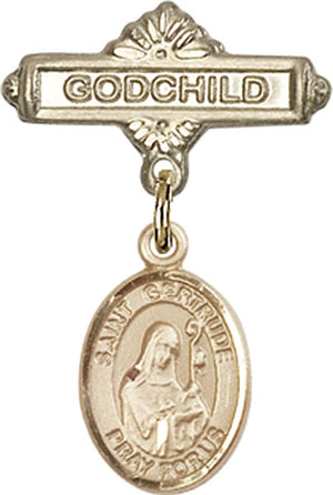St. Gertrude of Nivelles Charm and Godchild Badge Pin