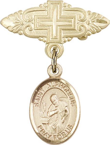 St. Alphonsus Charm and Badge Pin with Cross