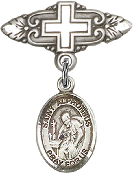 St. Alphonsus Charm and Badge Pin with Cross