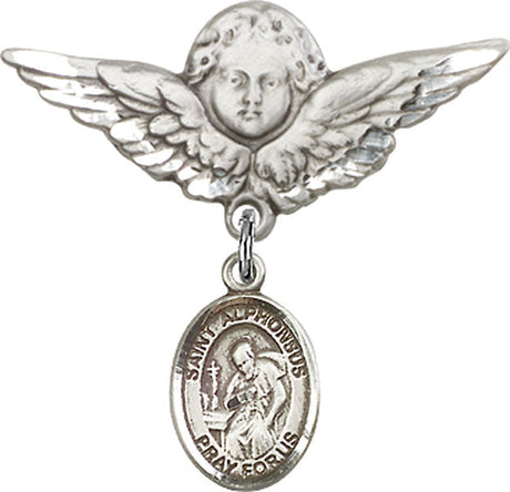 St. Alphonsus Charm and Angel with Larger Wings Badge Pin