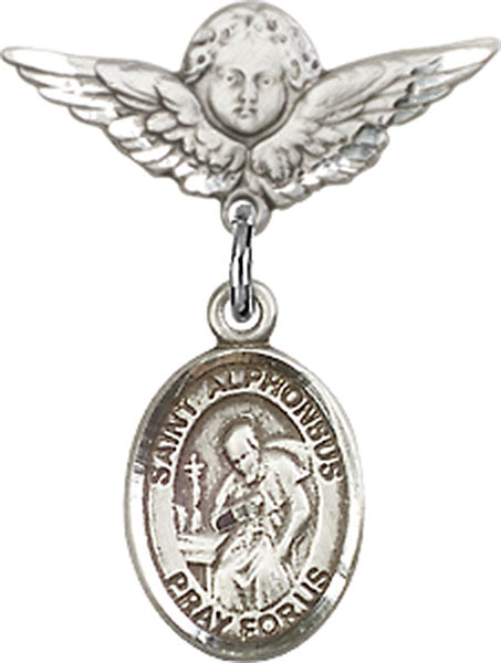 St. Alphonsus Charm and Angel with Smaller Wings Badge Pin