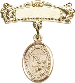St. Elizabeth Ann Seton Charm and Arched Polished Engravable Badge Pin