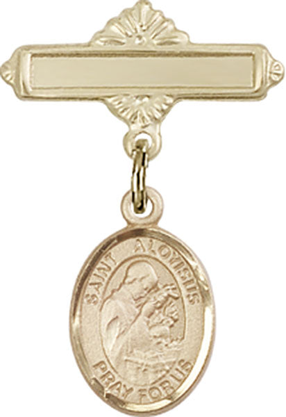 St. Aloysius Gonzaga Charm and Polished Engravable Badge Pin