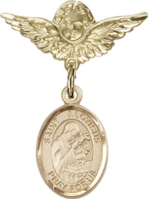 St. Aloysius Gonzaga Charm and Angel with Smaller Wings Badge Pin