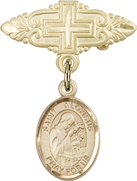 St. Aloysius Gonzaga Charm and Badge Pin with Cross