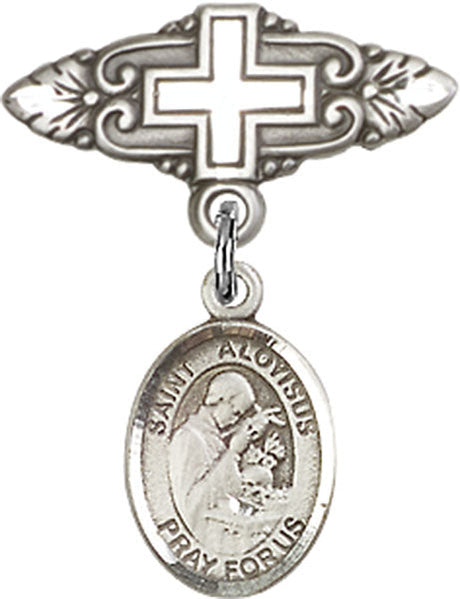 St. Aloysius Gonzaga Charm and Badge Pin with Cross