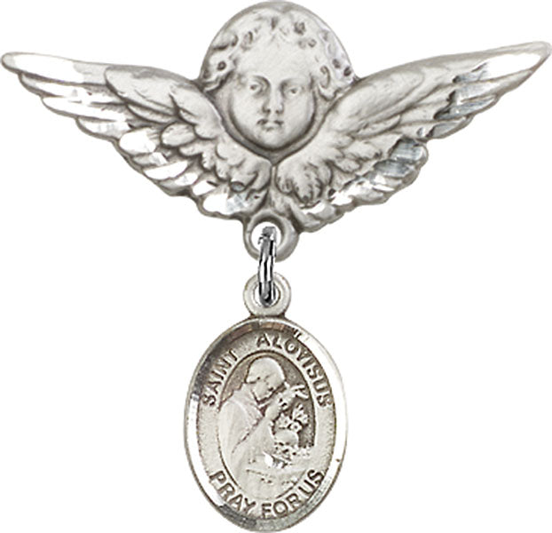 St. Aloysius Gonzaga Charm and Angel with Larger Wings Badge Pin