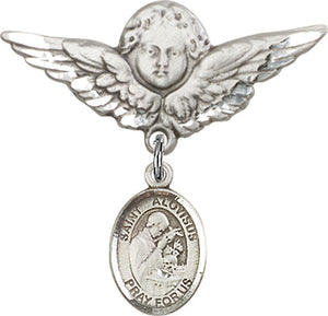 St. Aloysius Gonzaga Charm and Angel with Larger Wings Badge Pin